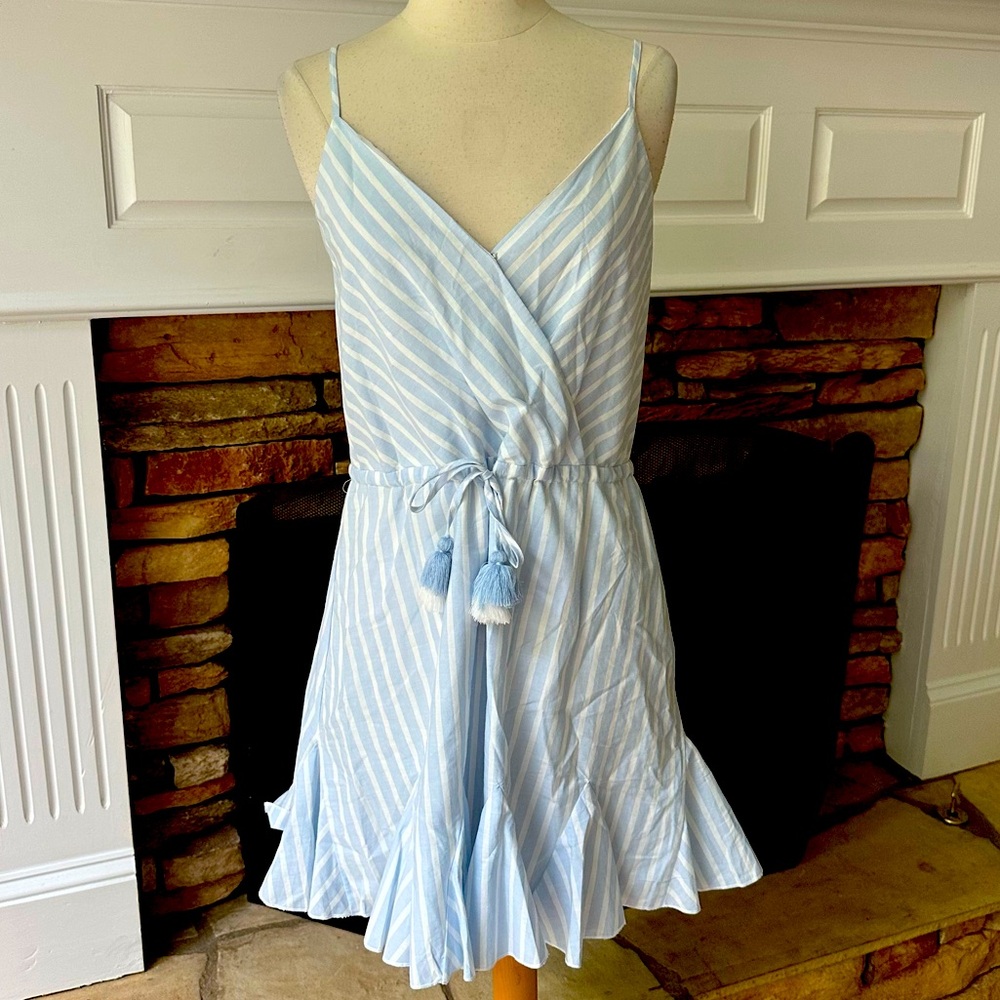 NWT Aakaa Light Blue Striped Mini Dress size small